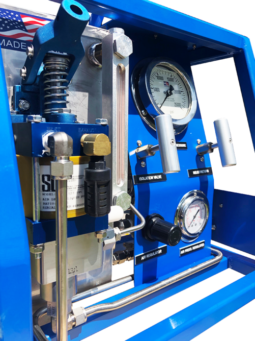 Hydraulic handle pressure test pump