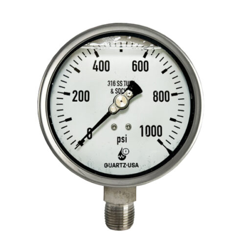 1000 Psi 4″ Pressure Gauge Bottom Connection Glycerin all Stainless 1/2″ MNPT