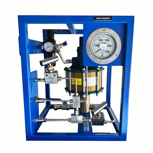 Pressure test unit for hydraulic fluids