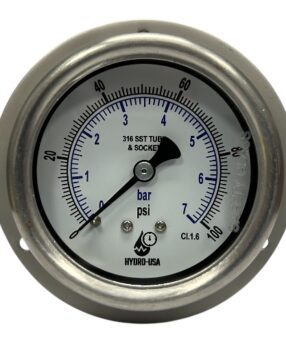100 psi front flange pressure gauge 2.5 dial stainless