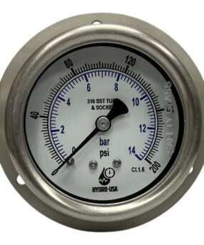 200 psi front flange pressure gauge 2.5 dial stainless