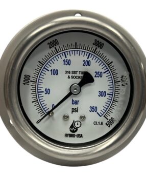 5000 psi front flange pressure gauge 2.5 dial stainless